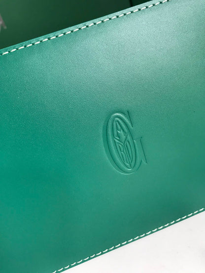 SAÏGON PM BAG 28 IN GREEN GOYARDINE CANVAS AND CALFSKIN