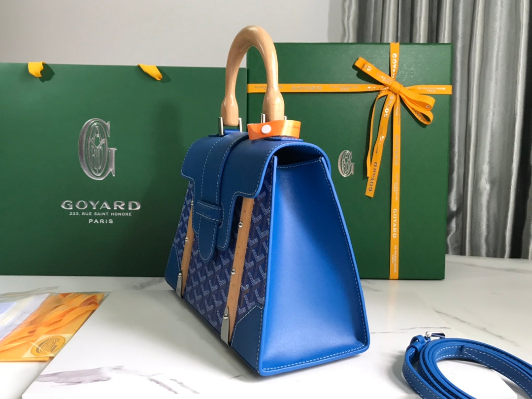 SAÏGON PM BAG 28 IN CURIOUS BLUE GOYARDINE CANVAS AND CALFSKIN