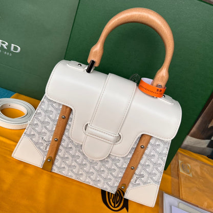 SAÏGON PM BAG 28 IN WHITE GOYARDINE CANVAS AND CALFSKIN