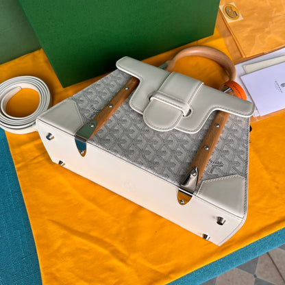 SAÏGON PM BAG 28 IN WHITE GOYARDINE CANVAS AND CALFSKIN