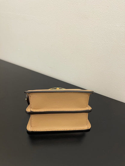 FENDI PEEKABOO ISEEU MICRO 12 BAG IN COPPER BROWN CALFSKIN WITH GOLD HARDWARE