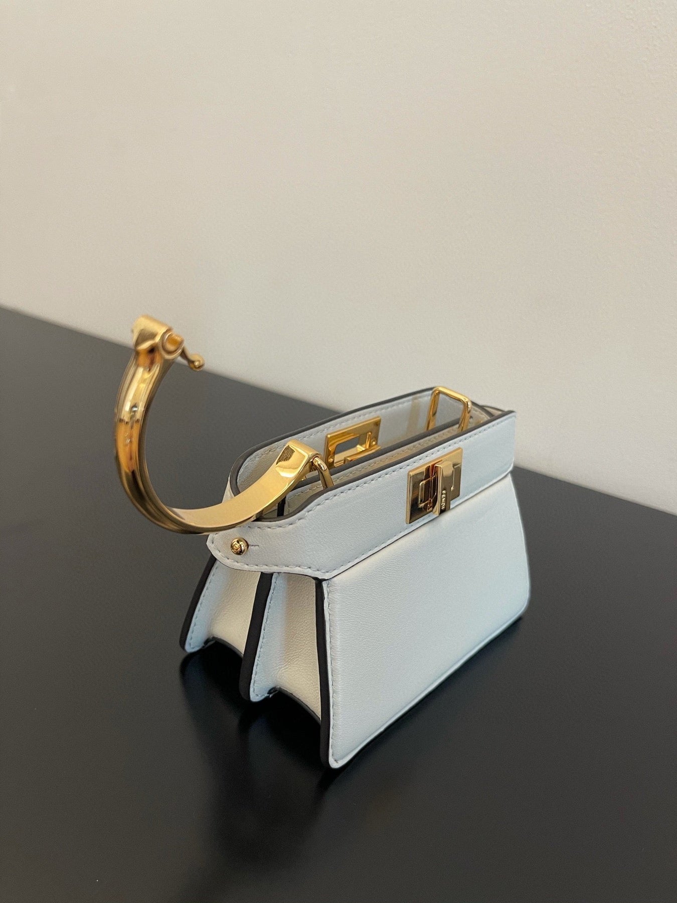 FENDI PEEKABOO ISEEU MICRO 12 BAG IN WHITE CALFSKIN WITH GOLD HARDWARE