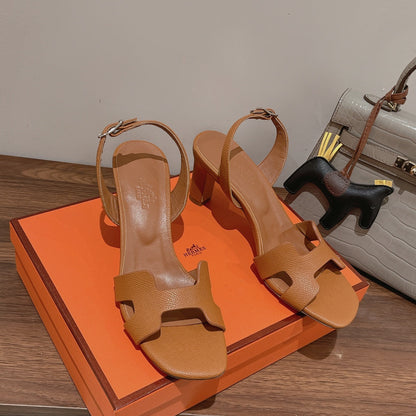 HOLY 75 SANDAL IN CINNAMON BROWN GRAINED CALFSKIN