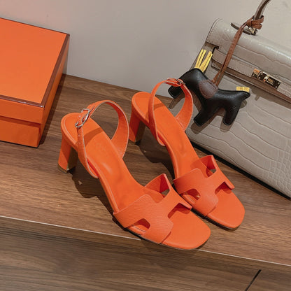 HOLY 75 SANDAL IN VIVID ORANGE GRAINED CALFSKIN