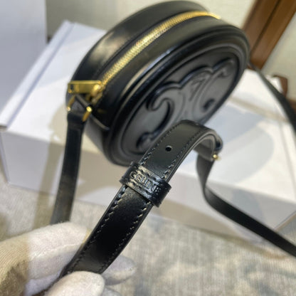 OVAL PURSE BAG 20 IN BLACK CALFSKIN