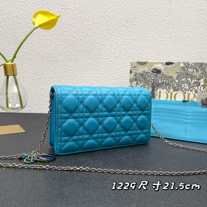 CARO SLIM POUCH 21 BAG IN SKY BLUE CALFSKIN