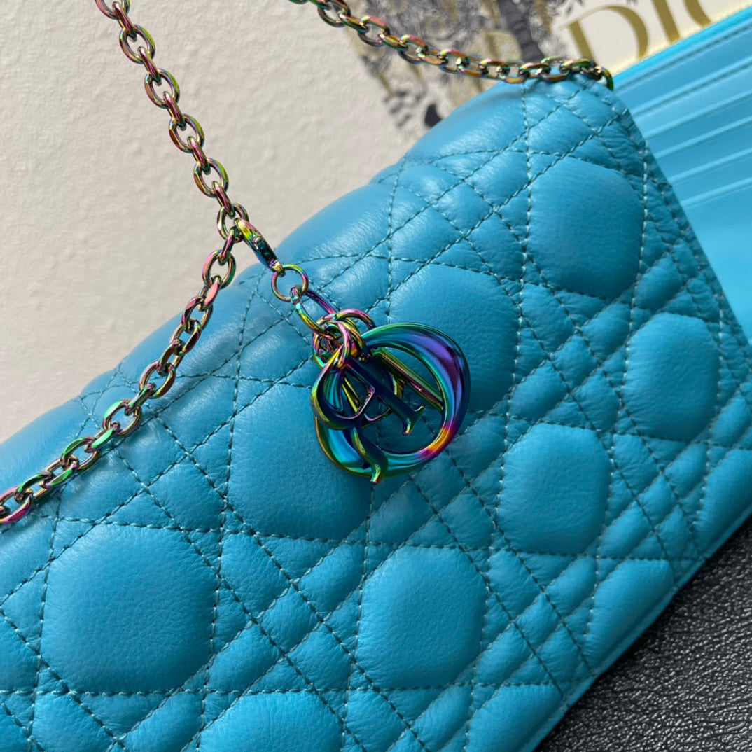 CARO SLIM POUCH 21 BAG IN SKY BLUE CALFSKIN