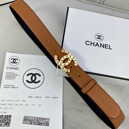 CC 30MM BELT IN BRONZE BROWN SMOOTH CALFSKIN WITH GOLD HARDWARE