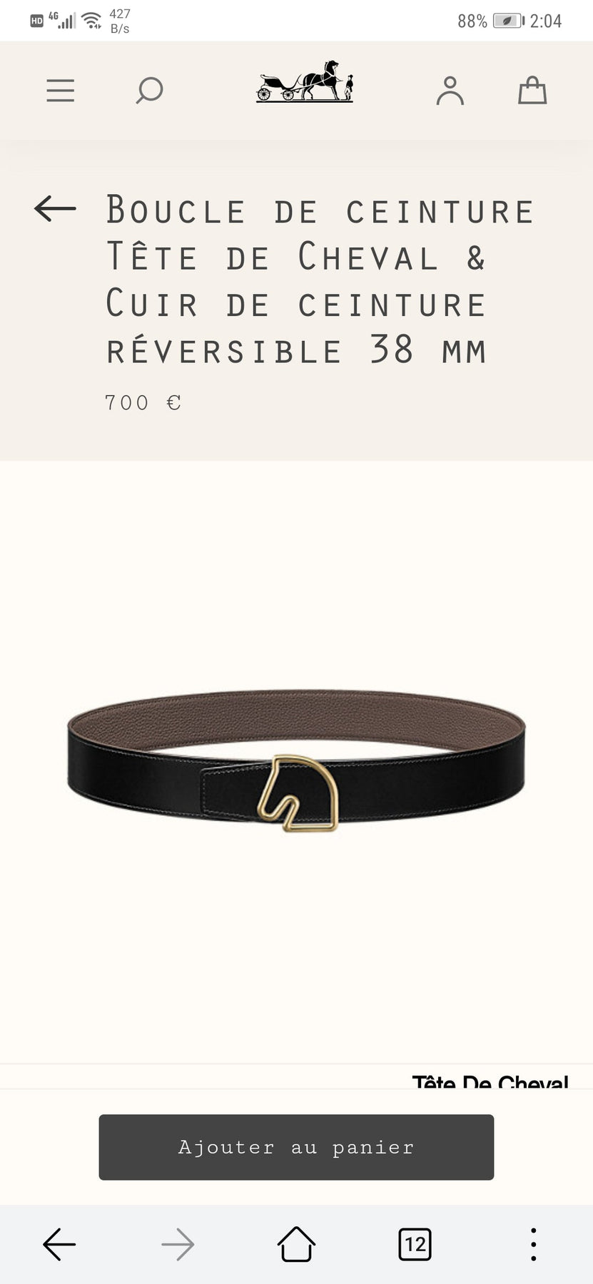 BOUCLE BELT BUCKLE & REVERSIBLE KHAKI BROWN LEATHER STRAP 38MM GOLD HARDWARE