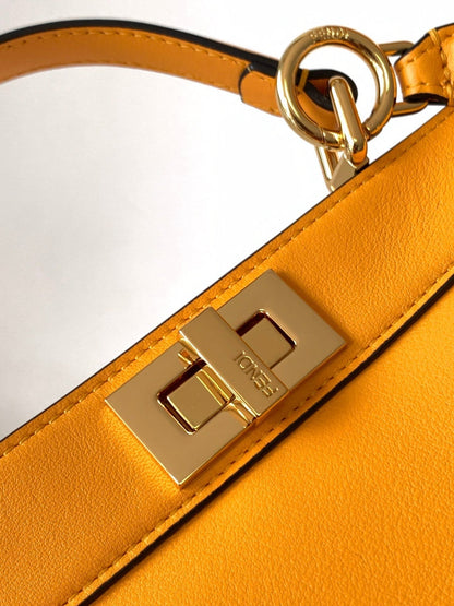 Peekaboo ISeeU Small 27cm Bag yellow lambskin gold hardware