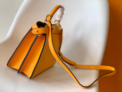 Peekaboo ISeeU Small 27cm Bag yellow lambskin gold hardware