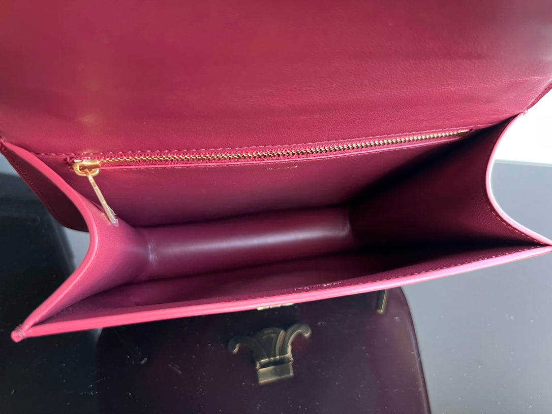 BESACE TRIPHOME 24 RUBY RED GLOSSY CALFSKIN