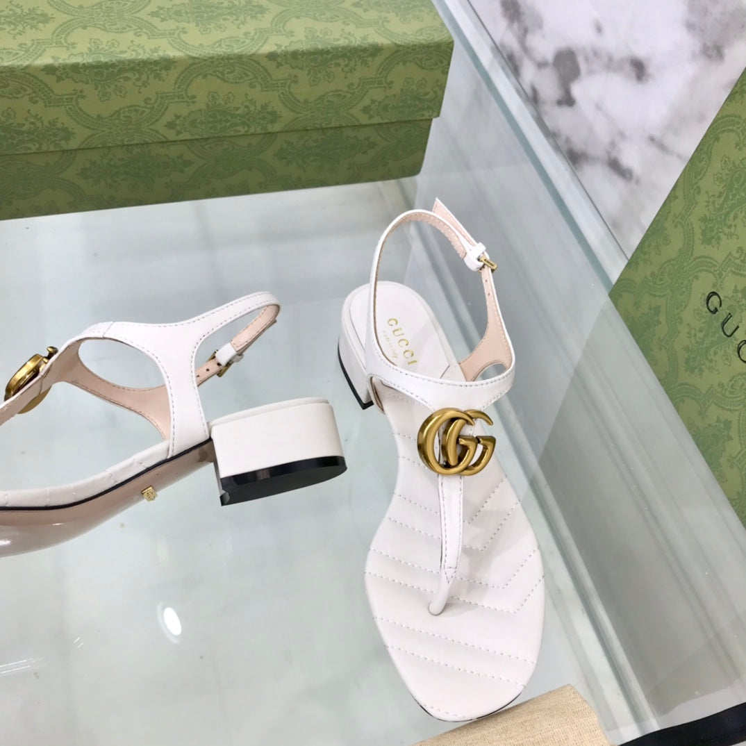 GG MARMONT 25 SANDAL WHITE CALKSKIN