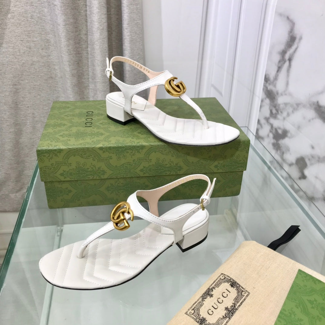 GG MARMONT 25 SANDAL WHITE CALKSKIN