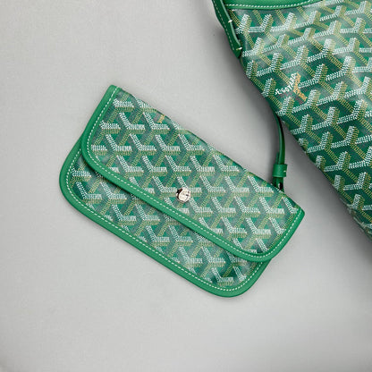 HOBO BOHÈME 34 IN GREEN GOYARDINE CANVAS AND CALFSKIN