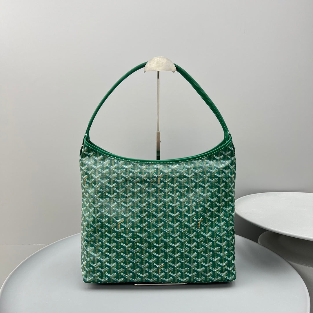 HOBO BOHÈME 34 IN GREEN GOYARDINE CANVAS AND CALFSKIN