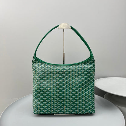HOBO BOHÈME 34 IN GREEN GOYARDINE CANVAS AND CALFSKIN