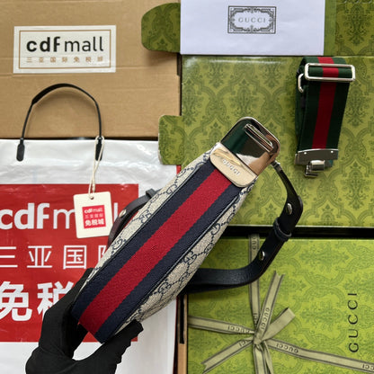 ATTACHE MINI BAG 23 IN BEIGE GG AND DARK BLUE CALFSKIN