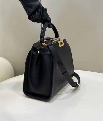 FENDI PEEKABOO 27 IN BLACK CALFSKIN WITH GOLD HARDWARE