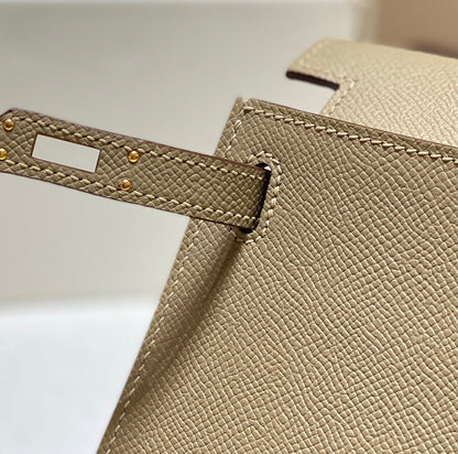 KELLY MINI 20 BAG IN TAN BROWN CALFSKIN WITH GOLD HARDWARE