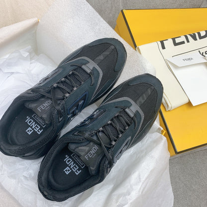 FENDI FASTER TRAINERS IN BLACK SUEDE AND BREATHABLE MESH
