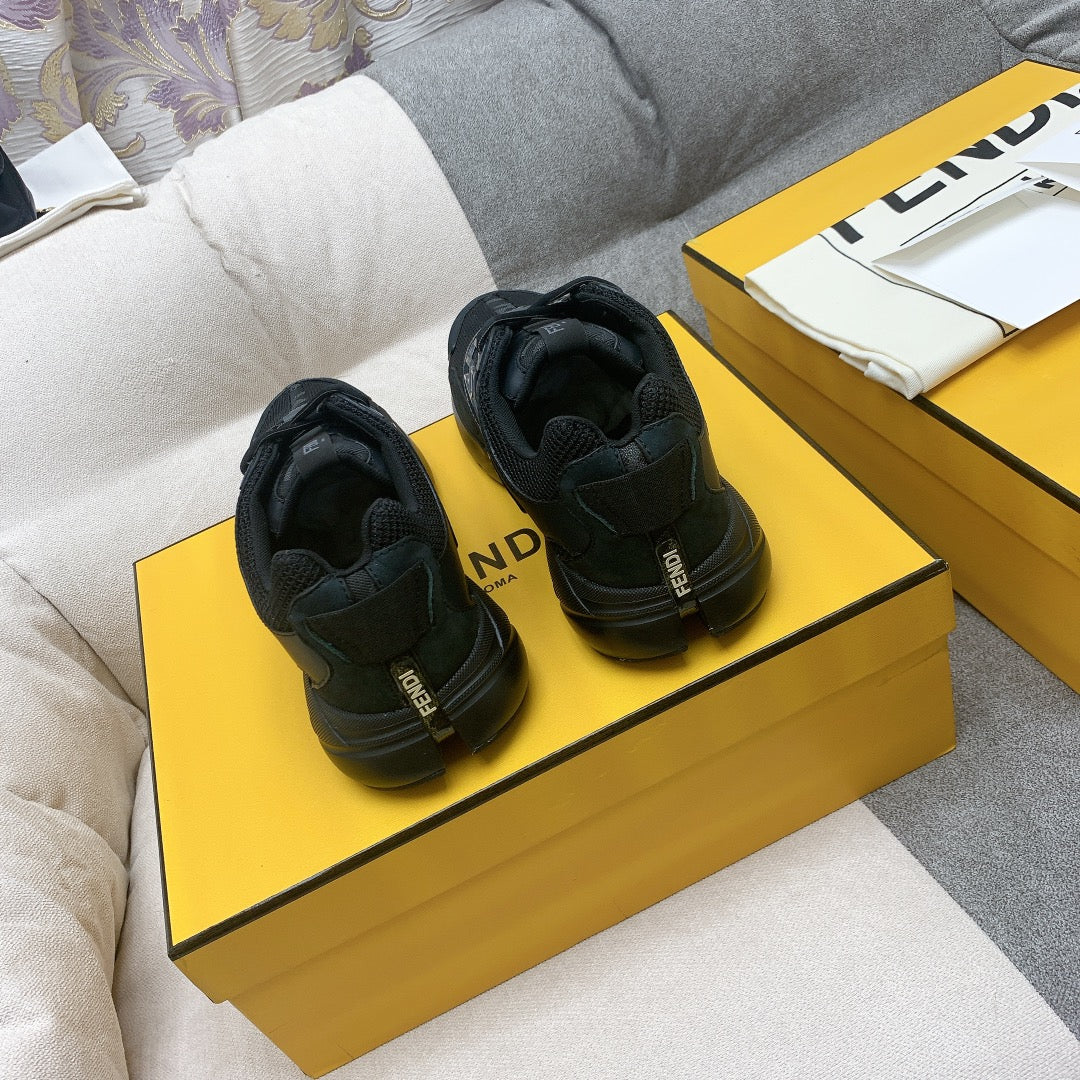 FENDI FASTER TRAINERS IN BLACK SUEDE AND BREATHABLE MESH