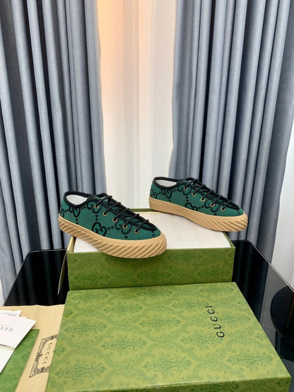 GG UNIQUE SNEAKER THICK-SOLE CASTLETON GREEN CANVAS