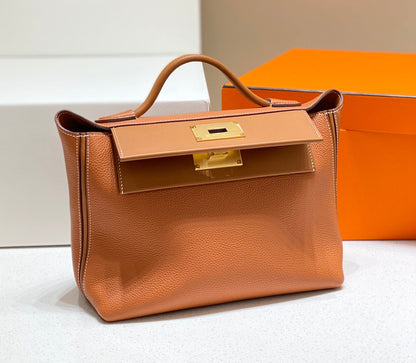 MINI 24/24 29CM IN ORANGE MINIMUM EVERCOLOR CALFSKIN GOLD KELLY BUCKLE