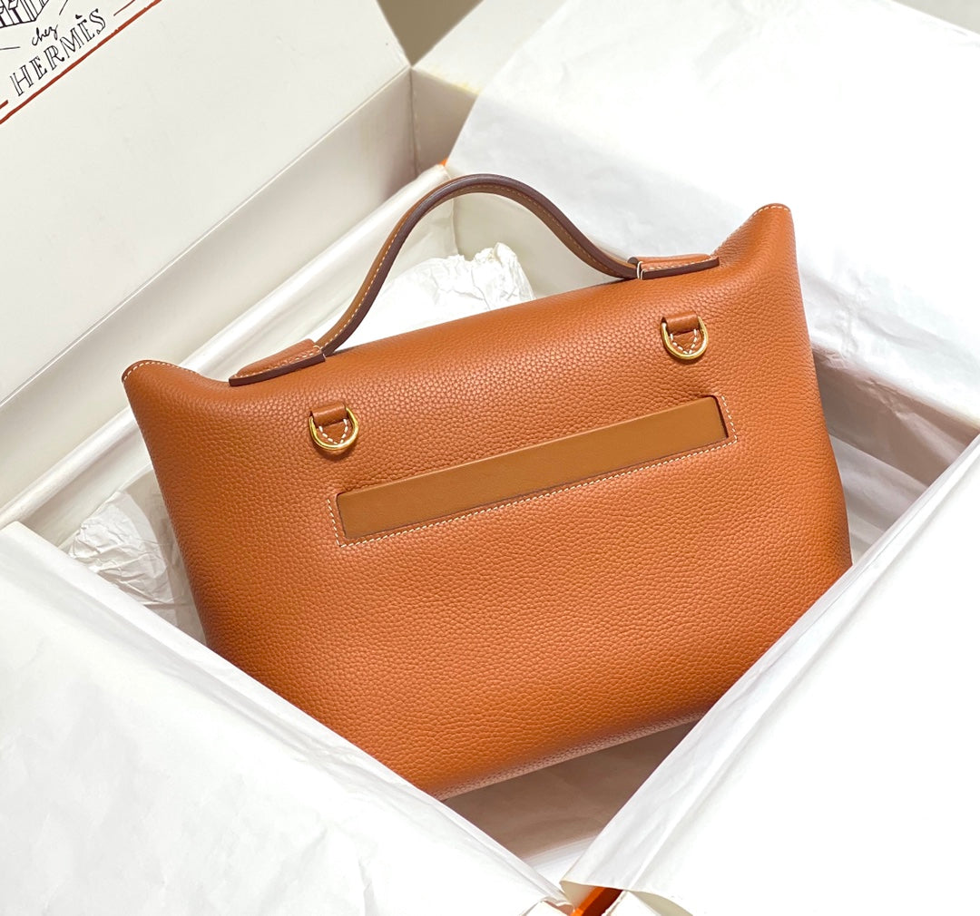 MINI 24/24 29CM IN ORANGE MINIMUM EVERCOLOR CALFSKIN GOLD KELLY BUCKLE