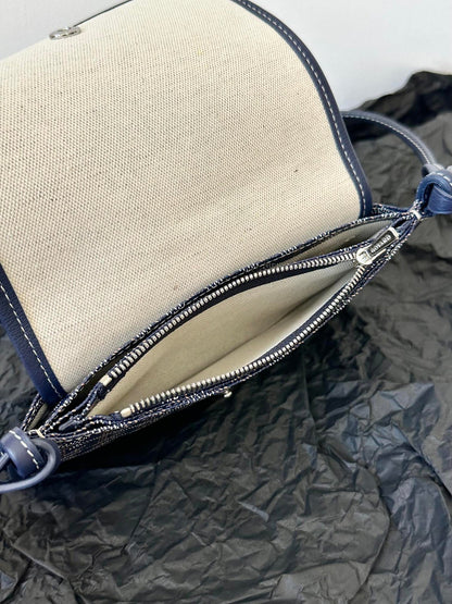 PLUMET POCKET WALLET 20 IN NAVY BLUE GOYARDINE CANVAS AND LAMBSKIN TRIM