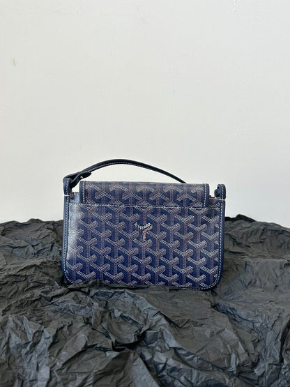 PLUMET POCKET WALLET 20 IN NAVY BLUE GOYARDINE CANVAS AND LAMBSKIN TRIM