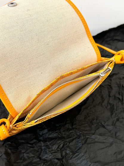 PLUMET POCKET WALLET 20 IN YELLOW GOYARDINE CANVAS AND LAMBSKIN TRIM