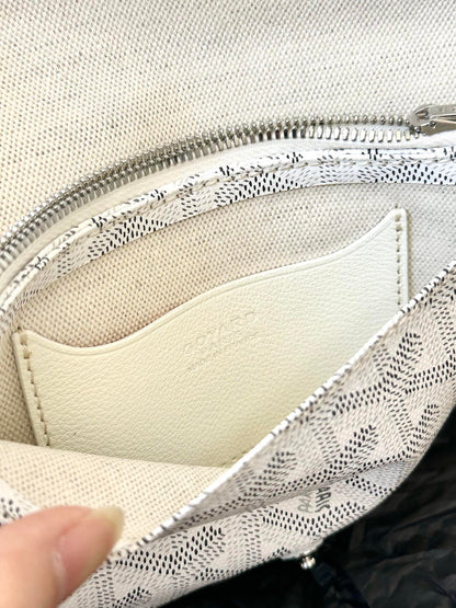 PLUMET POCKET WALLET 20 IN WHITE GOYARDINE CANVAS AND LAMBSKIN TRIM