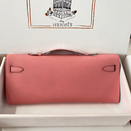 KELLY CUT 31 IN SALMON PINK CALFSKIN WITH SILVER HARDWARE