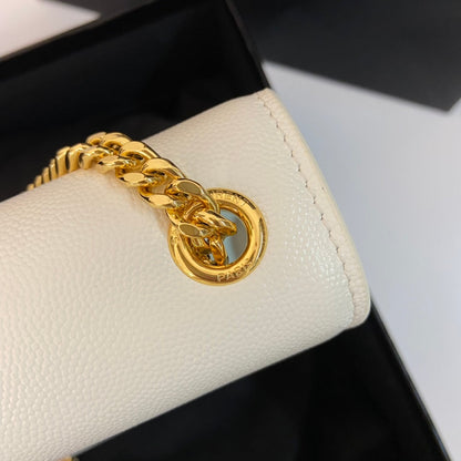 KATE TASSEL 24 WHITE CALFSKIN WITH GOLD LOGO