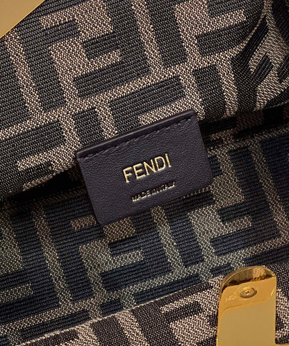 FENDI FIRST SMALL 26 BLACK LEATHER BAG WITH EXOTIC DETAILS