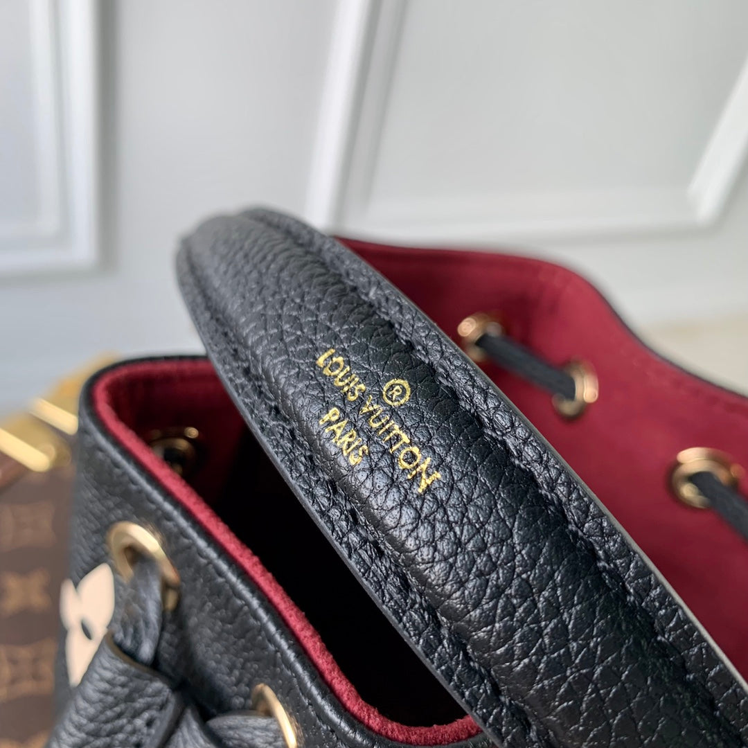 NANO NOÉ 16 IN BLACK BEIGE BICOLOR MONOGRAM EMPREINTE CALFSKIN