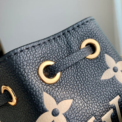 NANO NOÉ 16 IN BLACK BEIGE BICOLOR MONOGRAM EMPREINTE CALFSKIN