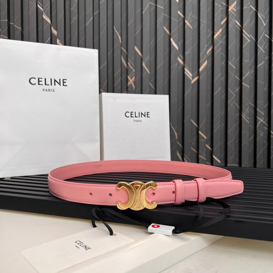 CL TRIOMPHE 25 MM BELT IN BLUSH PINK CALFSKIN GOLD HARDWARE