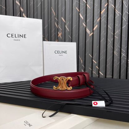 CL TRIOMPHE 25 MM BELT IN CURRANT RED CALFSKIN GOLD HARDWARE