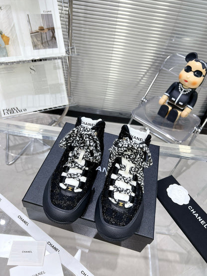 CC CANO ALTO SNEAKER IN BLACK TWEED AND RUBBER