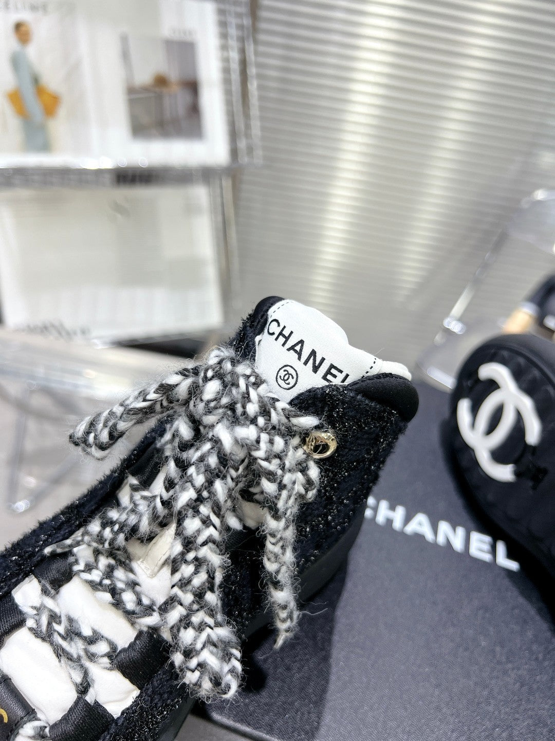 CC CANO ALTO SNEAKER IN BLACK TWEED AND RUBBER