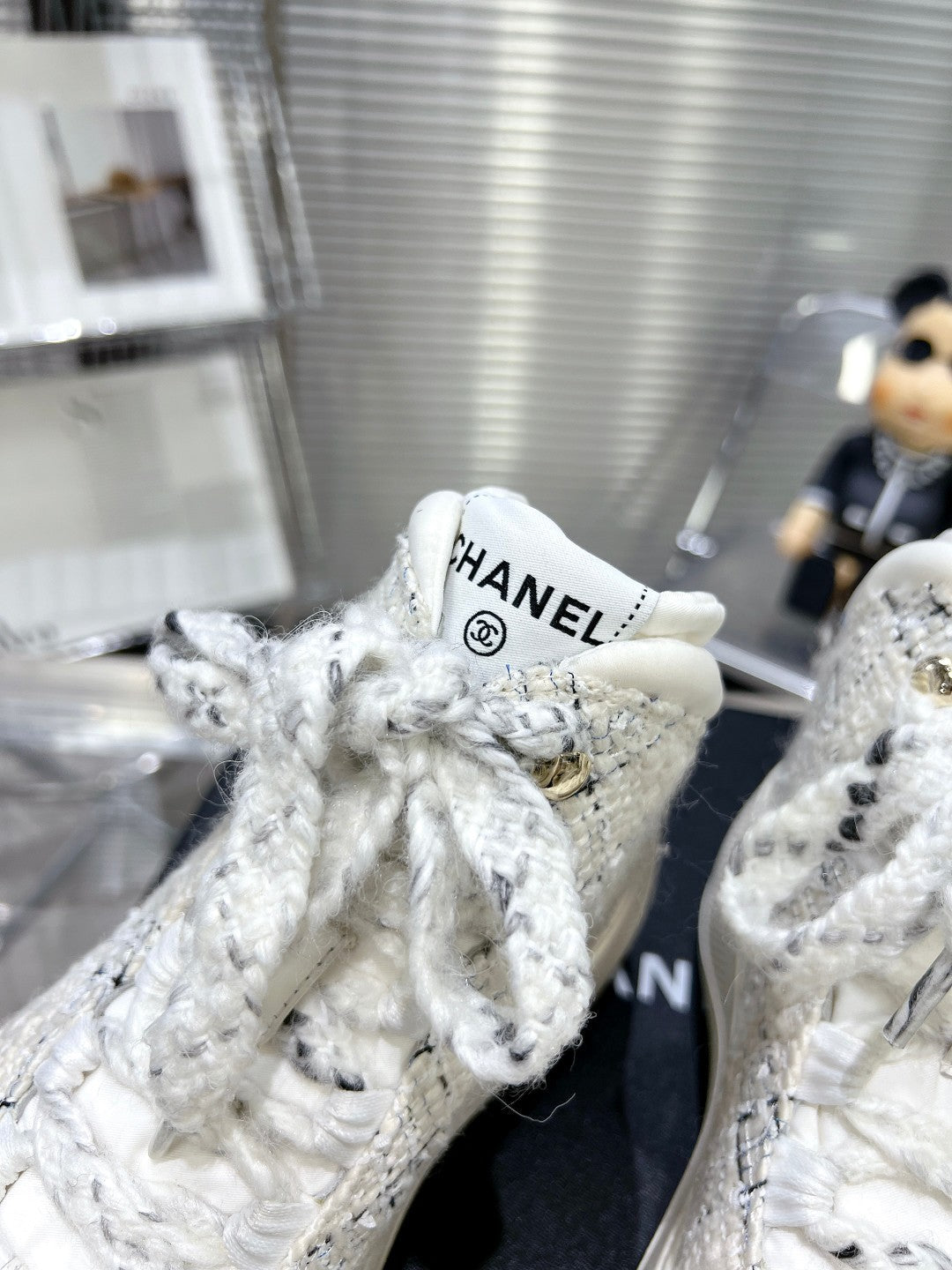 CC CANO ALTO SNEAKER IN WHITE WOOL TWEED AND RUBBER