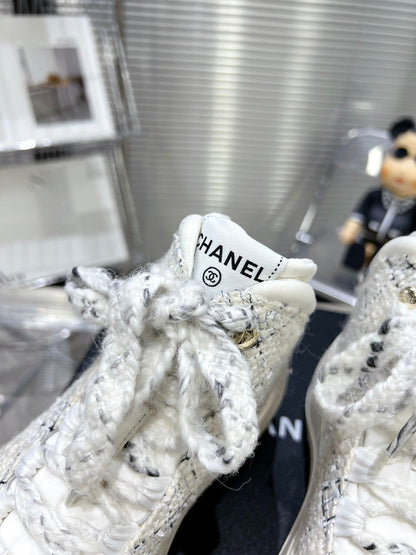 CC CANO ALTO SNEAKER IN WHITE WOOL TWEED AND RUBBER