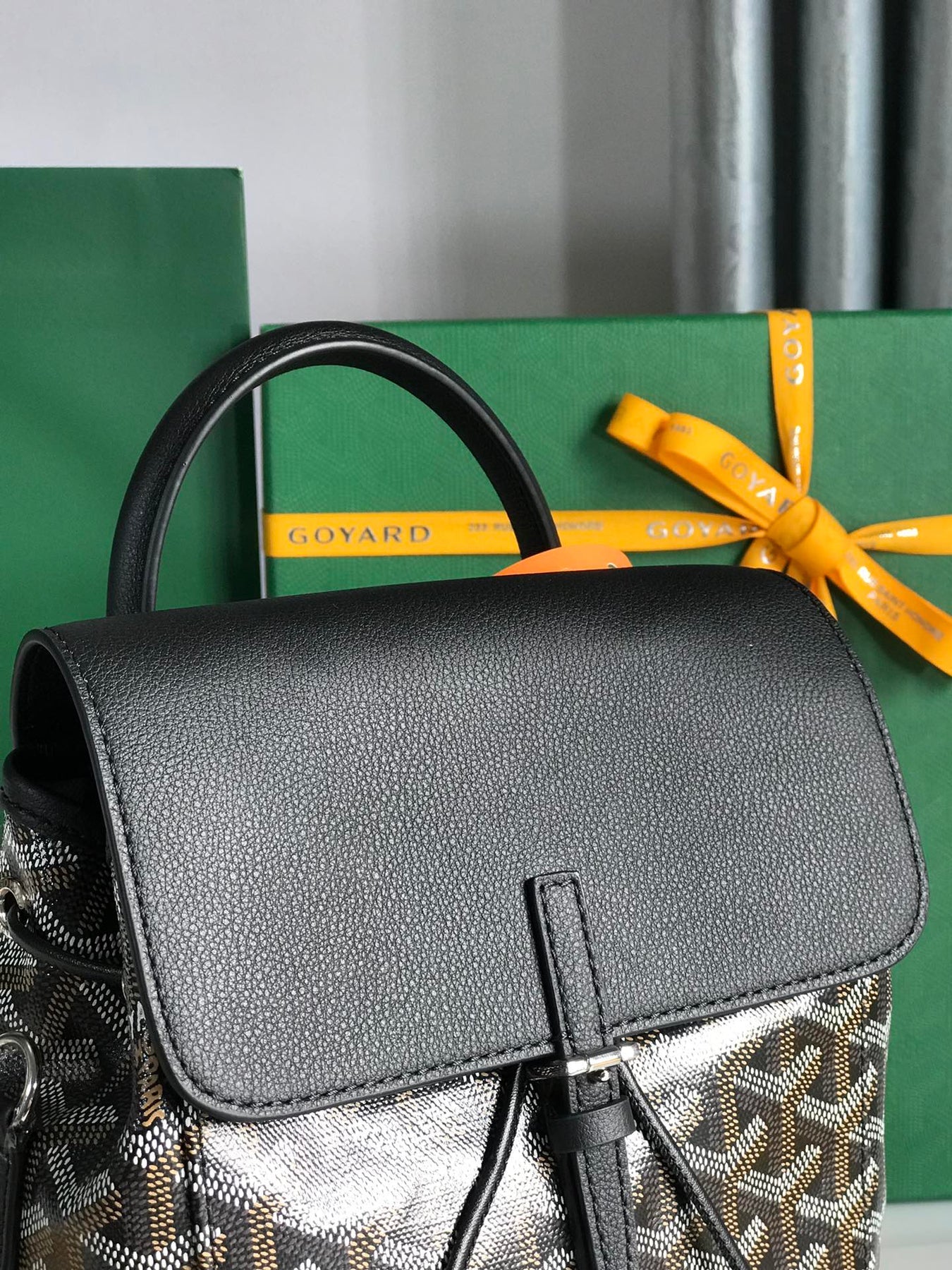 ALPIN MINI BACKPACK 21 IN BLACK LAMBSKIN AND GOYARDINE CANVAS