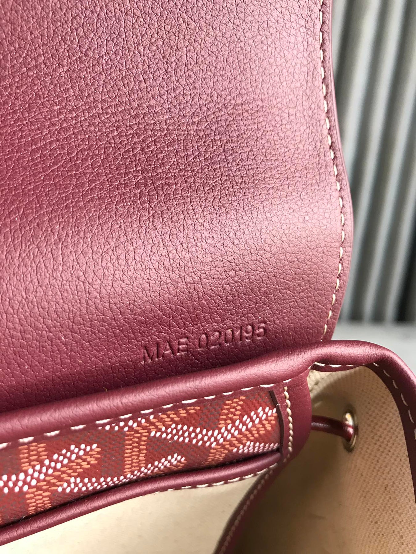 ALPIN MINI BACKPACK 21 IN WINE RED LAMBSKIN AND GOYARDINE CANVAS