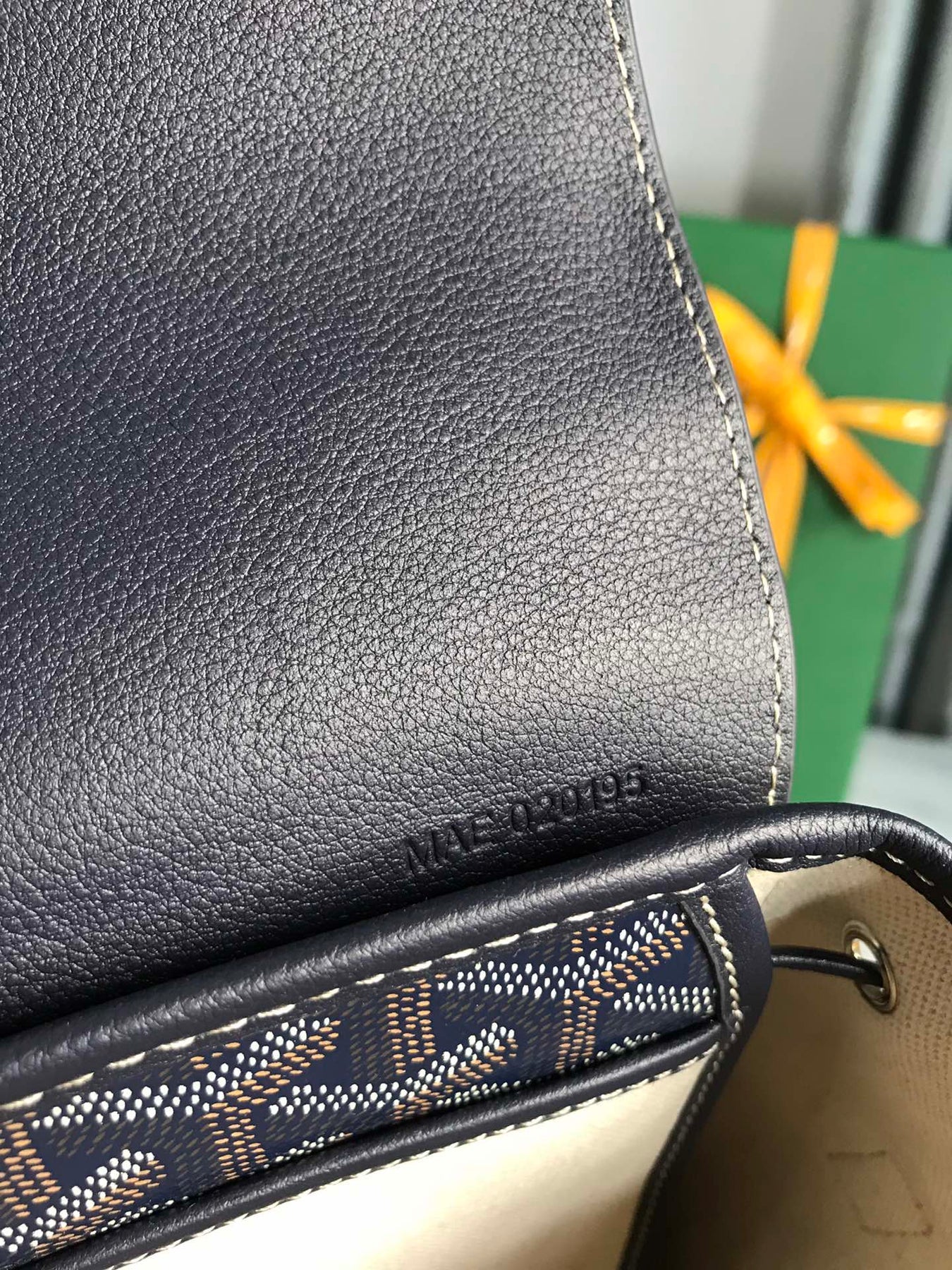 ALPIN MINI BACKPACK 21 IN NAVY BLUE LAMBSKIN AND GOYARDINE CANVAS