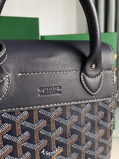 ALPIN MINI BACKPACK 21 IN NAVY BLUE LAMBSKIN AND GOYARDINE CANVAS