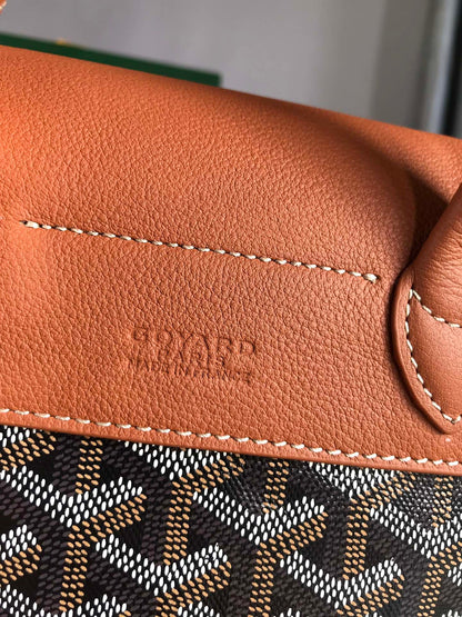 ALPIN MINI BACKPACK 21 IN TAN LAMBSKIN AND BLACK GOYARDINE CANVAS