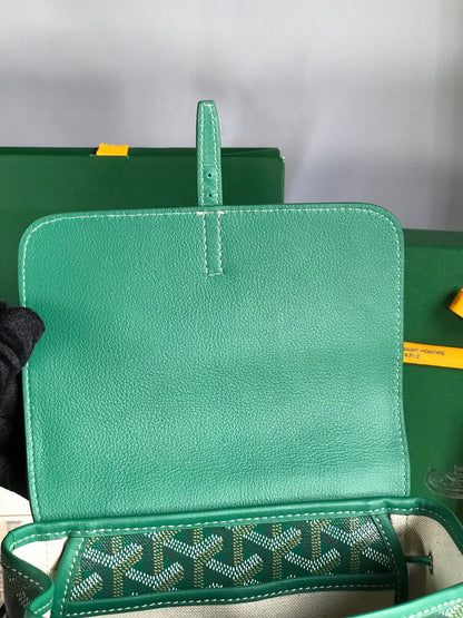 ALPIN MINI BACKPACK 21 IN GREEN LAMBSKIN AND GOYARDINE CANVAS